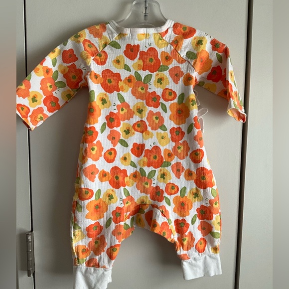 Angel Dear tie Front Orange Poppy Cotton Wrap Coverall,  MSRP $49, 3-6 mo - Picture 2 of 5